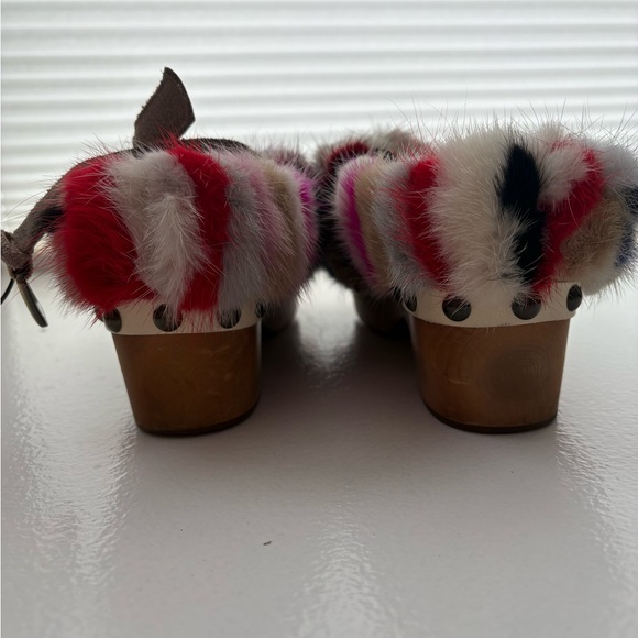 Mou Red and Pink Mules with Vibrant Fur Trim - Picture 5 of 11